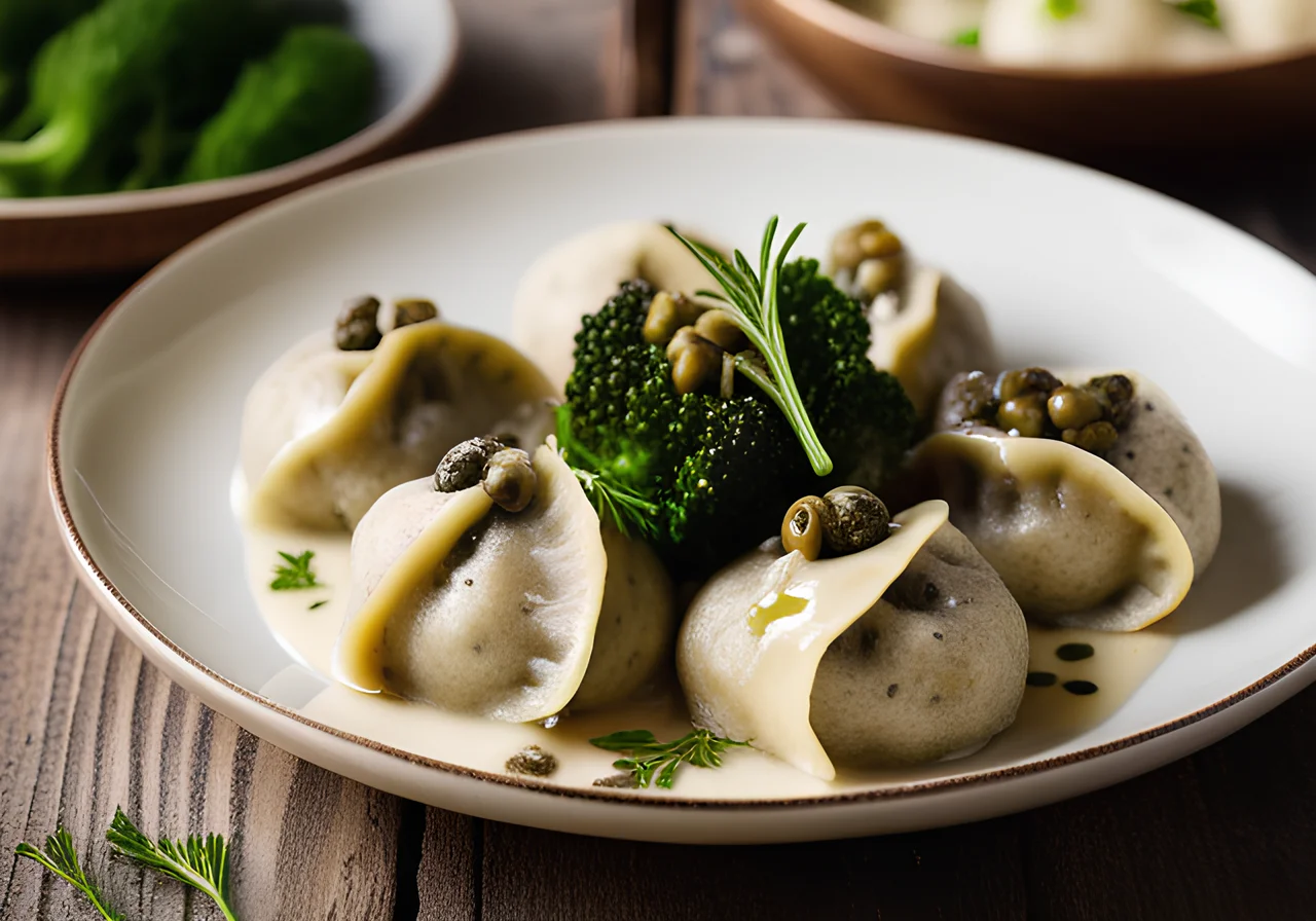 Buckwheat Dumplings with Capers and Broccoli