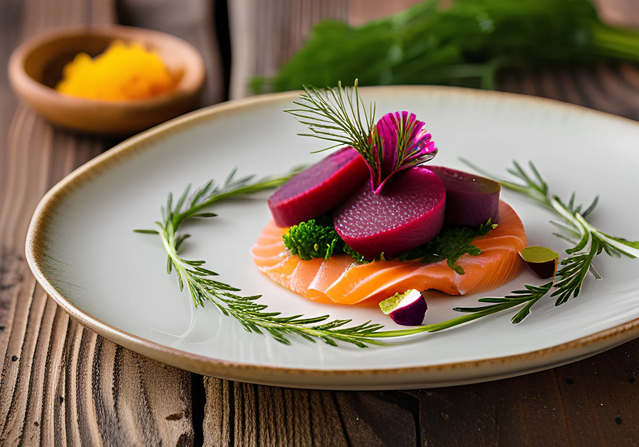 Marinated Salmon with Poppy Seed Blini