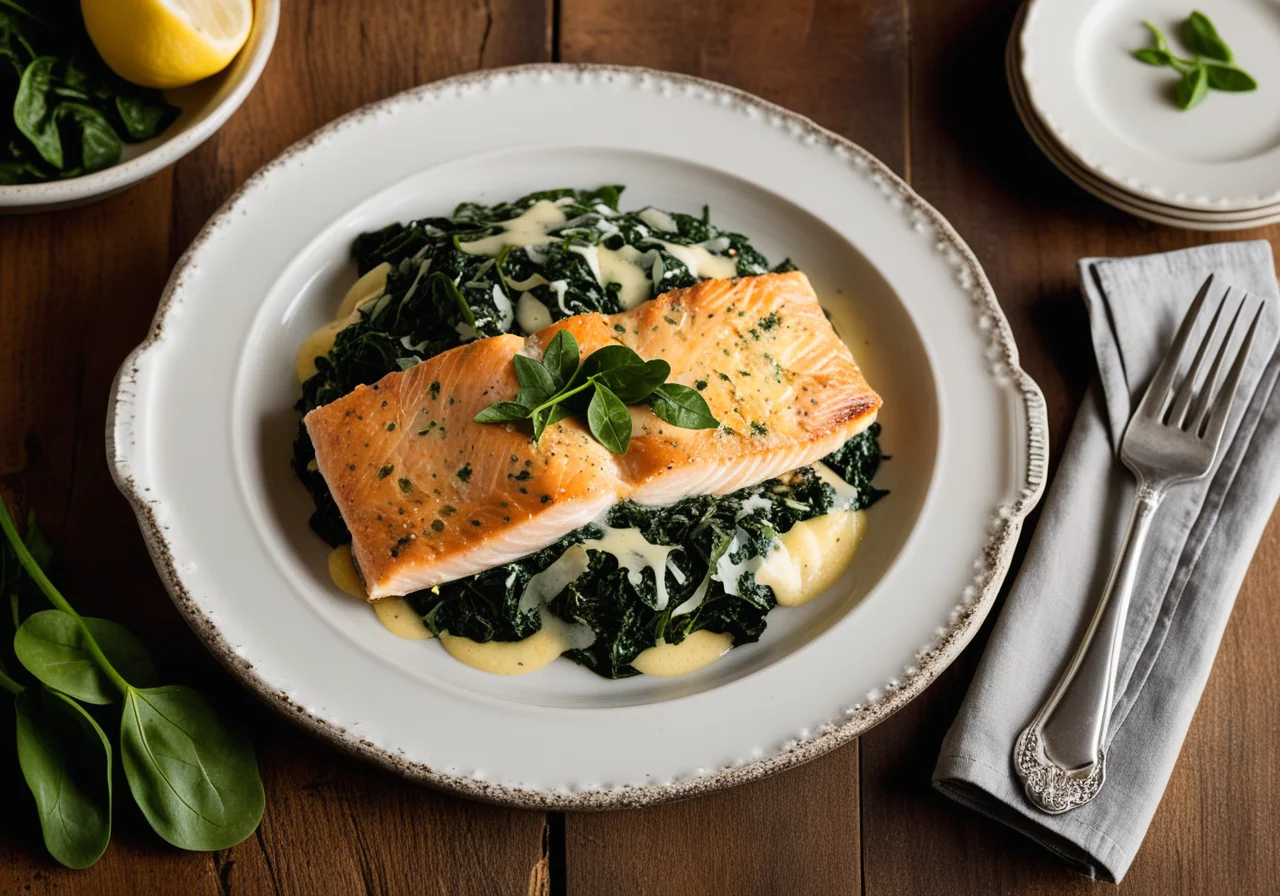 Salmon Spinach Gratin