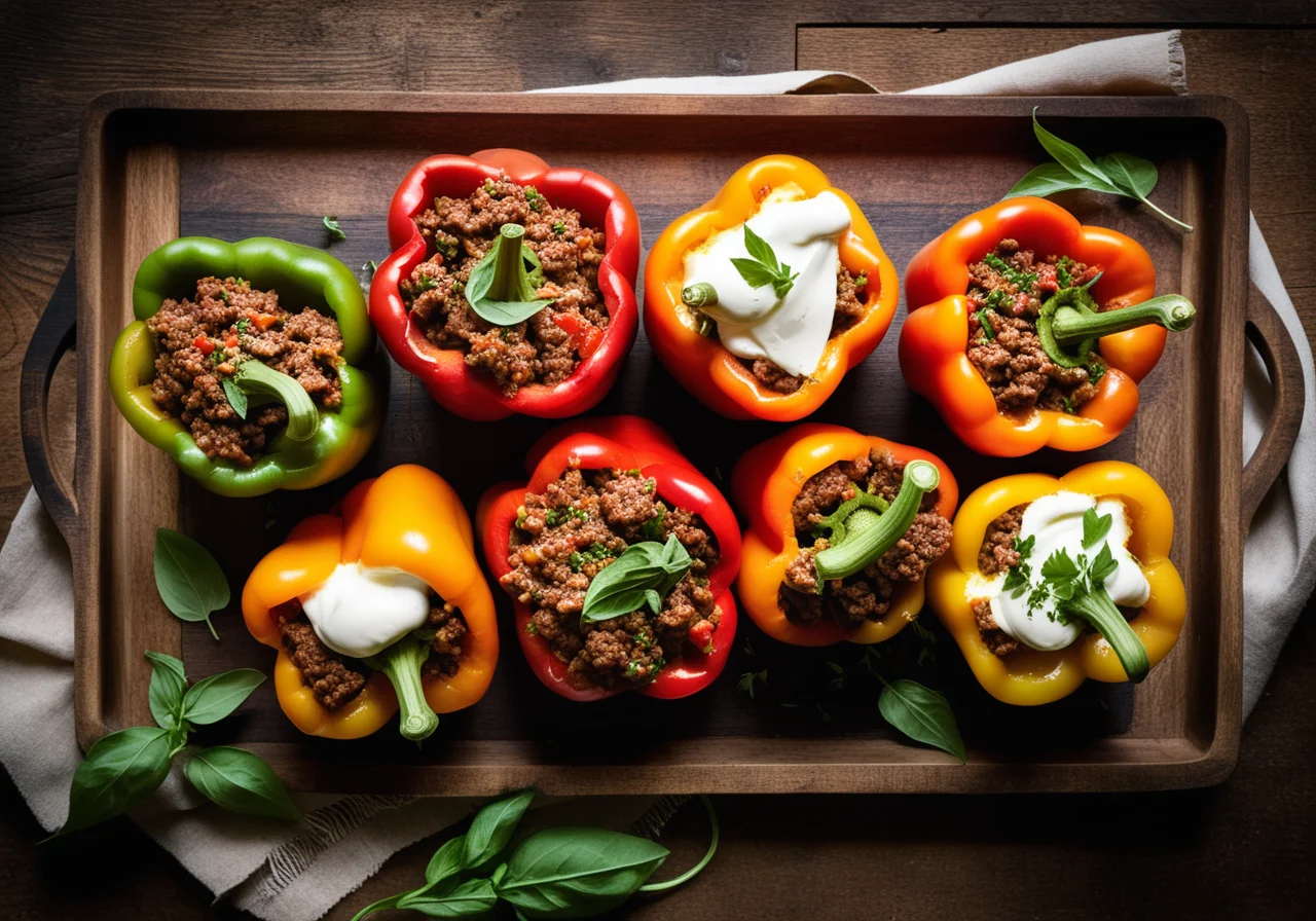 Stuffed Bell Peppers with Wild Garlic