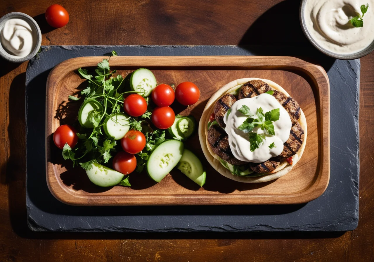 Lamm-Burger mit Schafskäse und Tomaten
