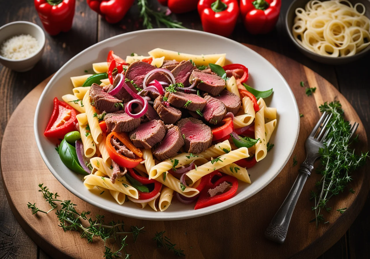 Pasta with Beef and Bell Peppers