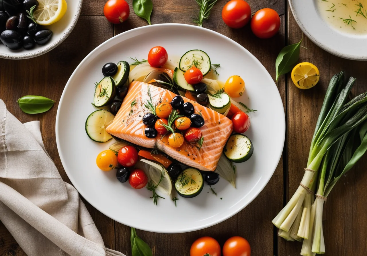 Salmon with Mediterranean Vegetables