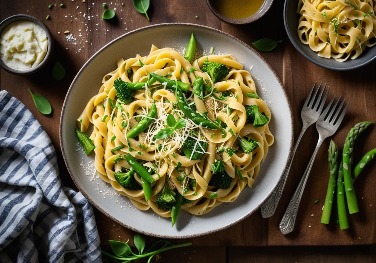 Pasta with Asparagus and Broccoli