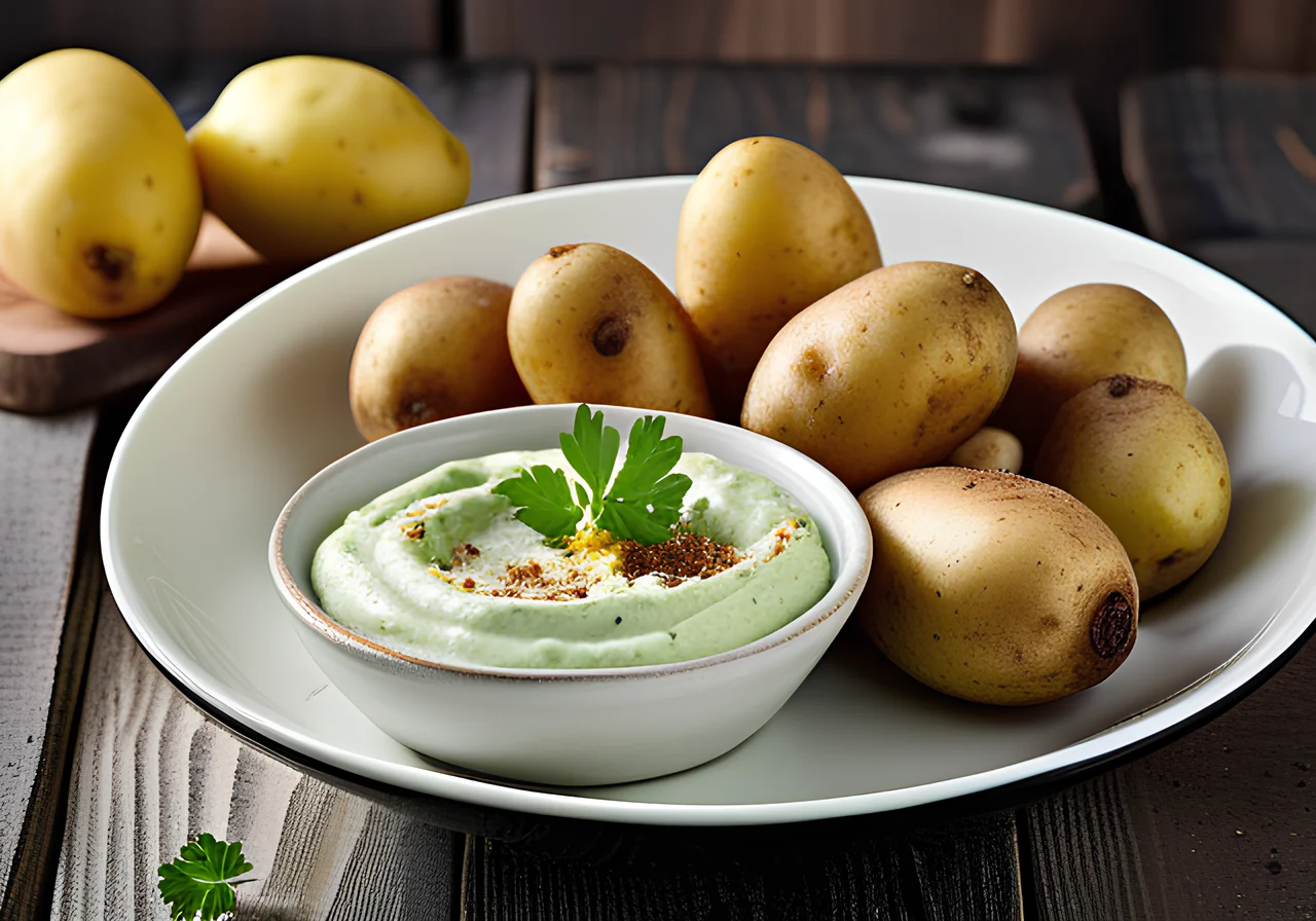 Boiled Potatoes with Herb Quark Dip