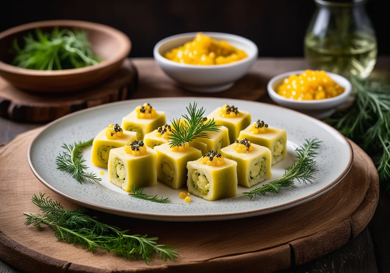 Zucchini Rolls Filled with Fish Salad