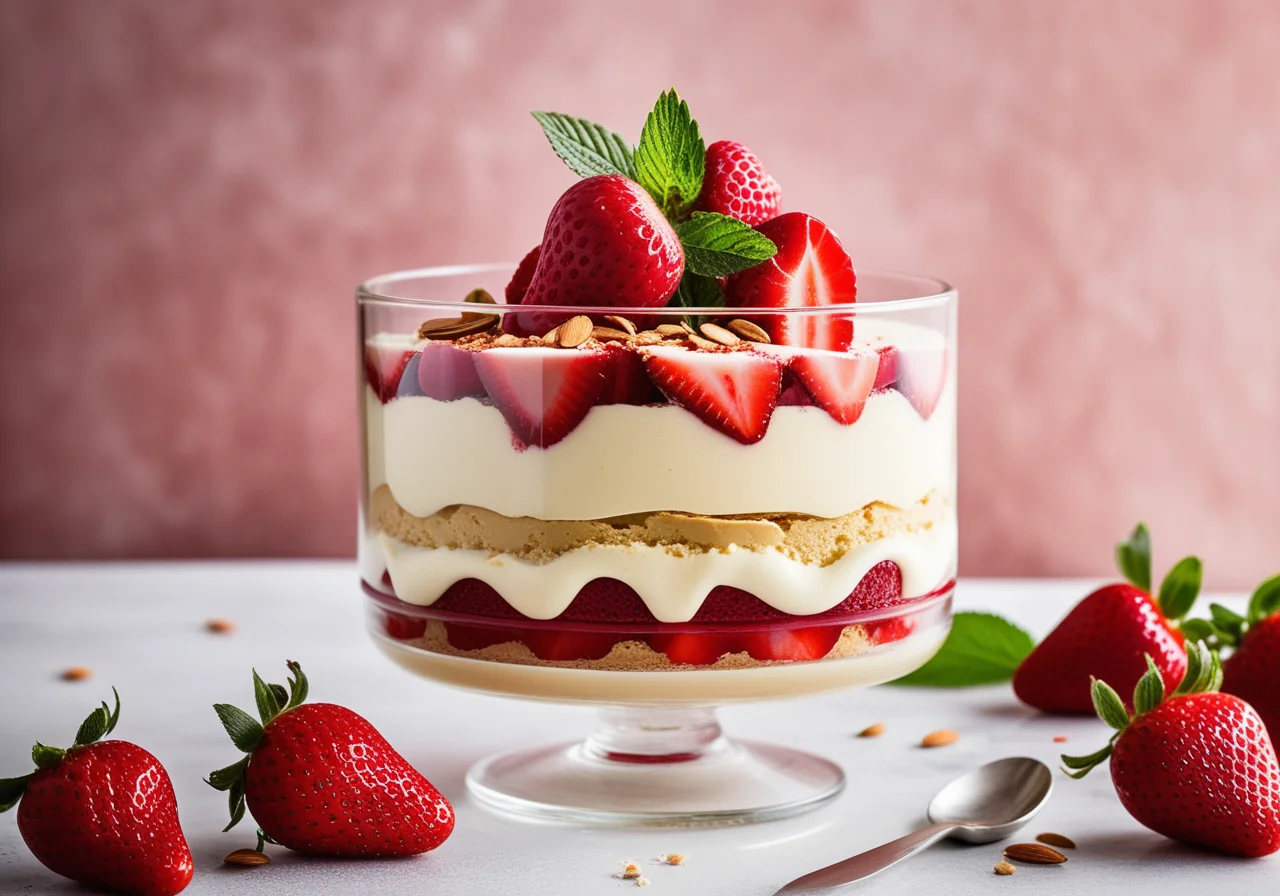 Strawberry Tiramisu in a Glass with Ladyfingers