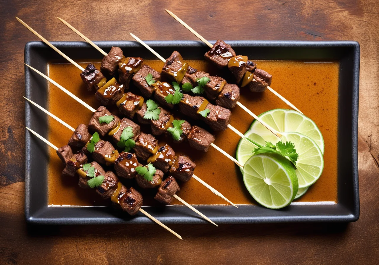 Saté-Spieße mit Erdnussdip