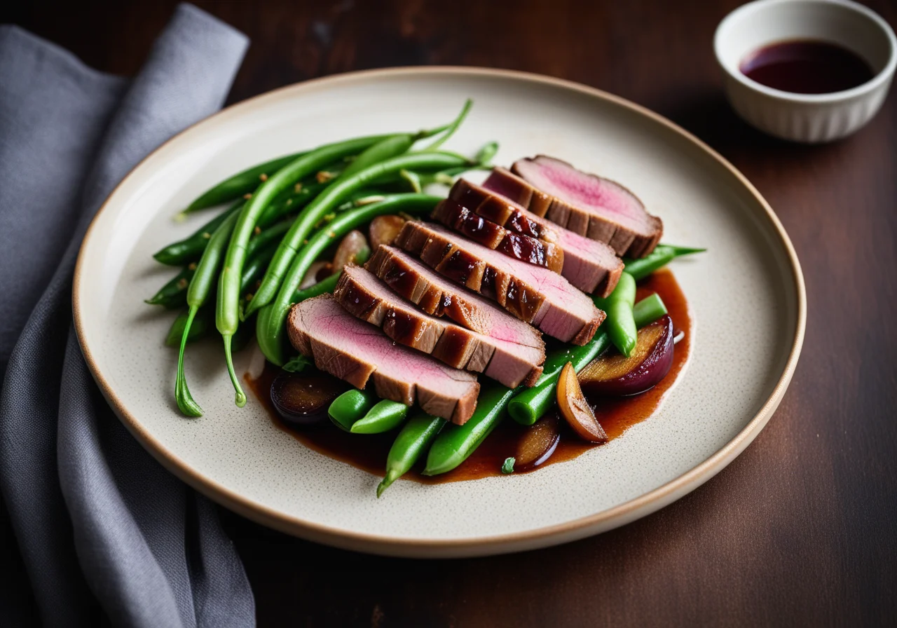 Pan‑fried Duck Breast with Salad and Plum Dressing