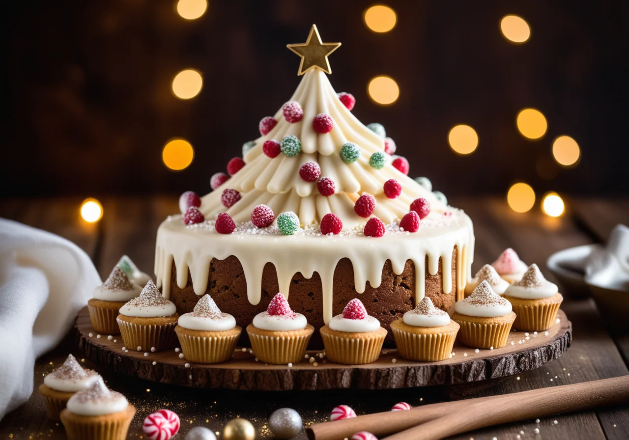 Christmas Tree Cake with White Chocolate