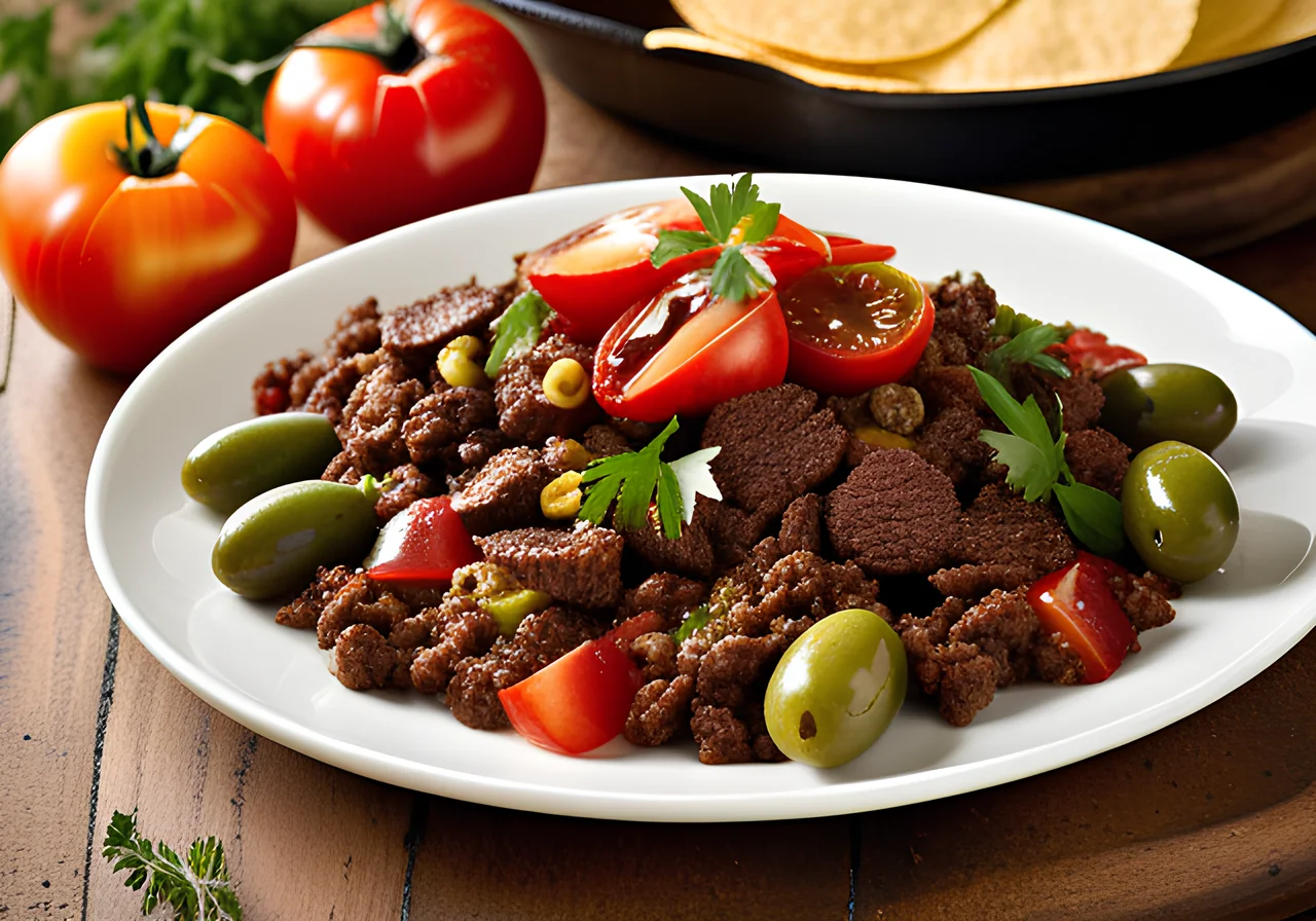 Ground Beef Skillet with Tomatoes, Apples, and Raisins