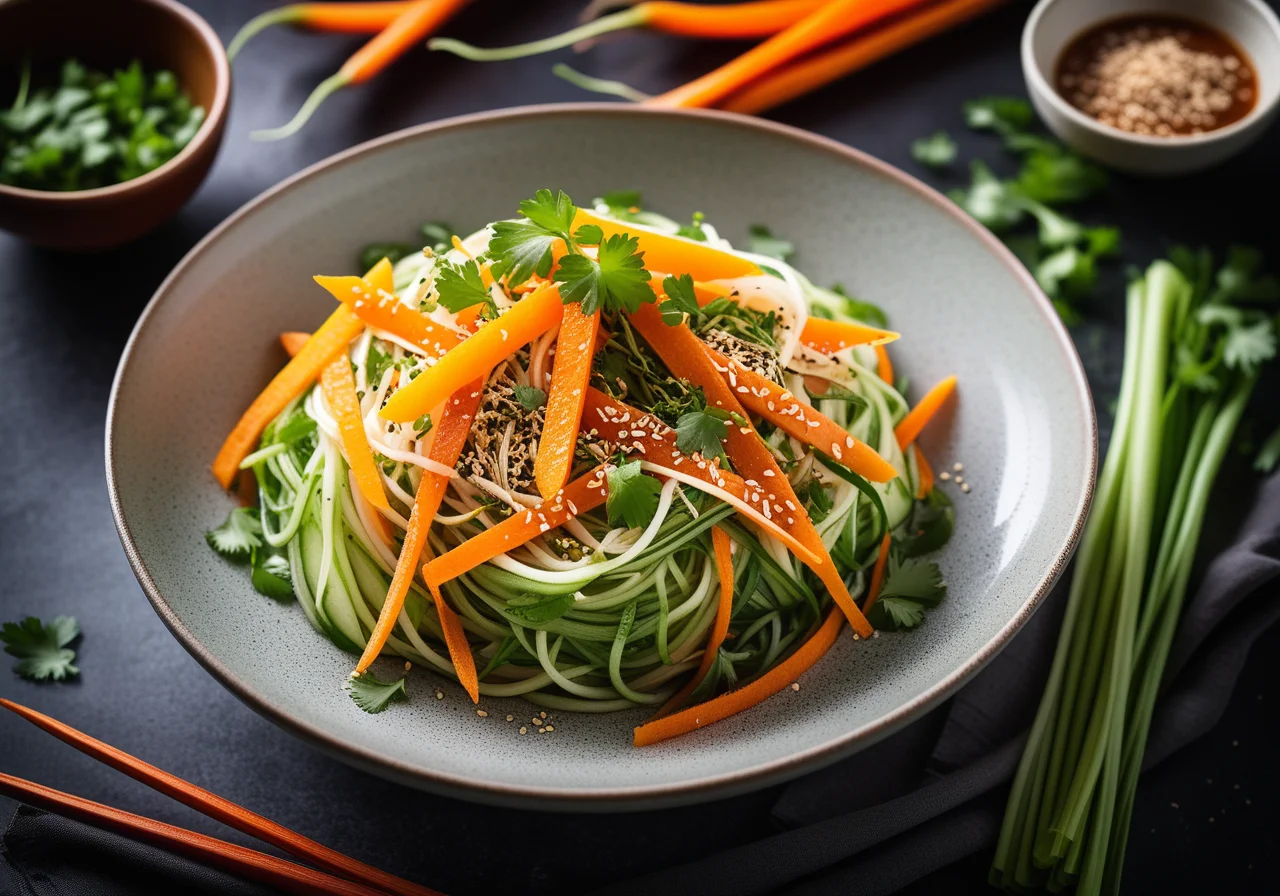 Glass Noodles with Carrots and Sprouts