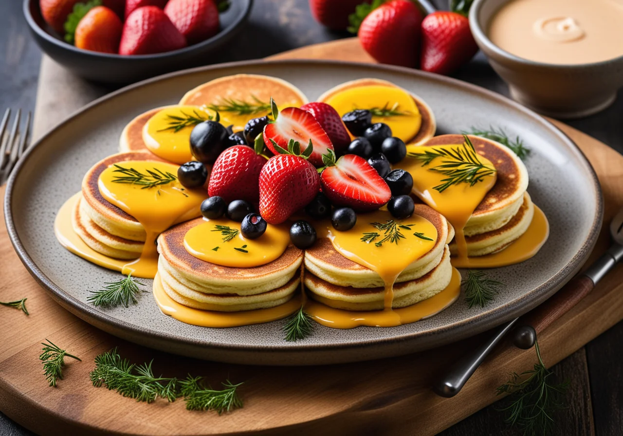Pancake Rolls with Cream Cheese and Various Toppings