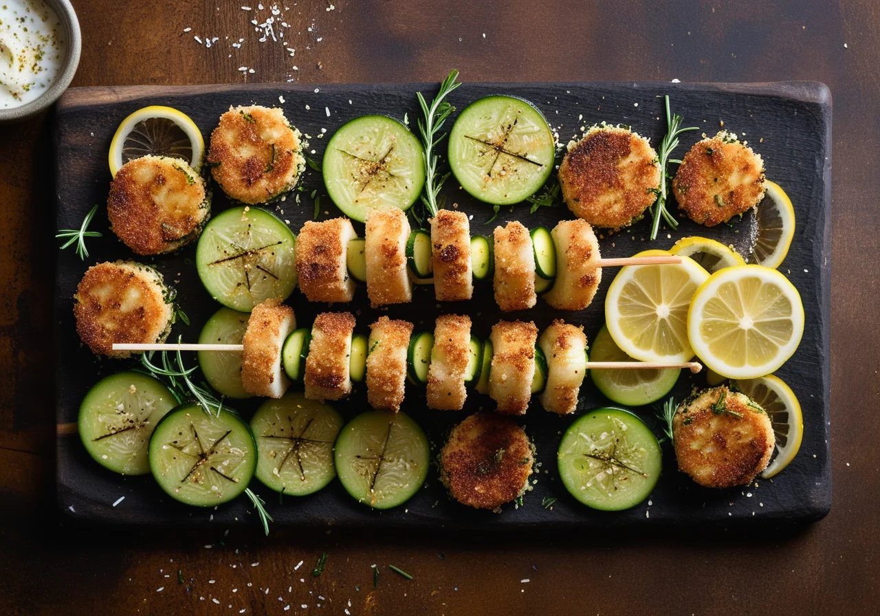 Zucchini-Fish Skewers Greek Style