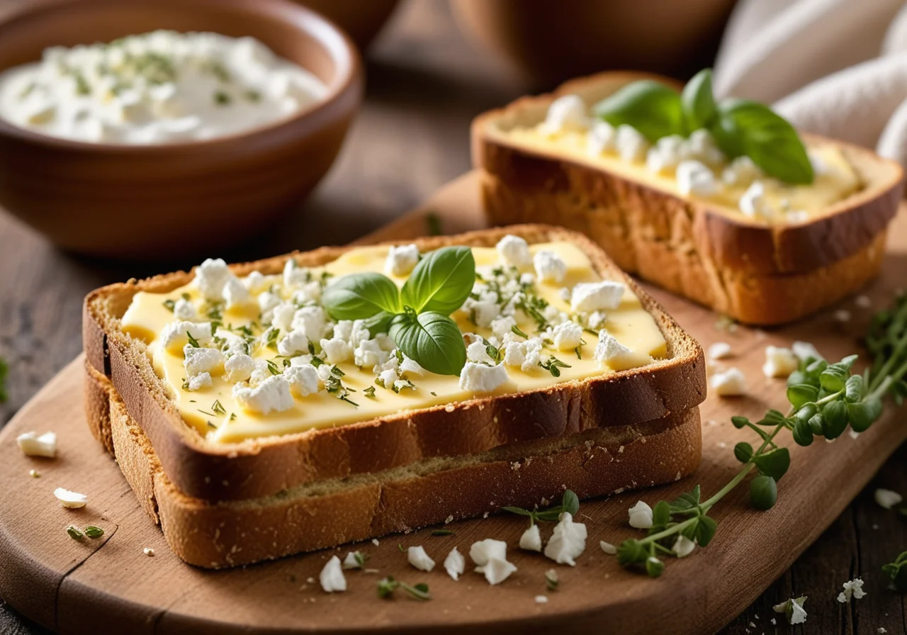 Baked Toast with Sheep Cheese