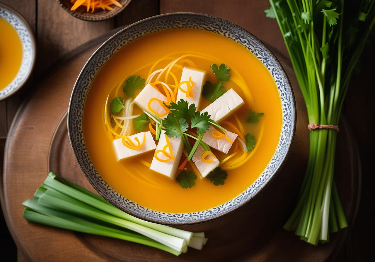 Papaya Curry Soup with Ginger and Fish
