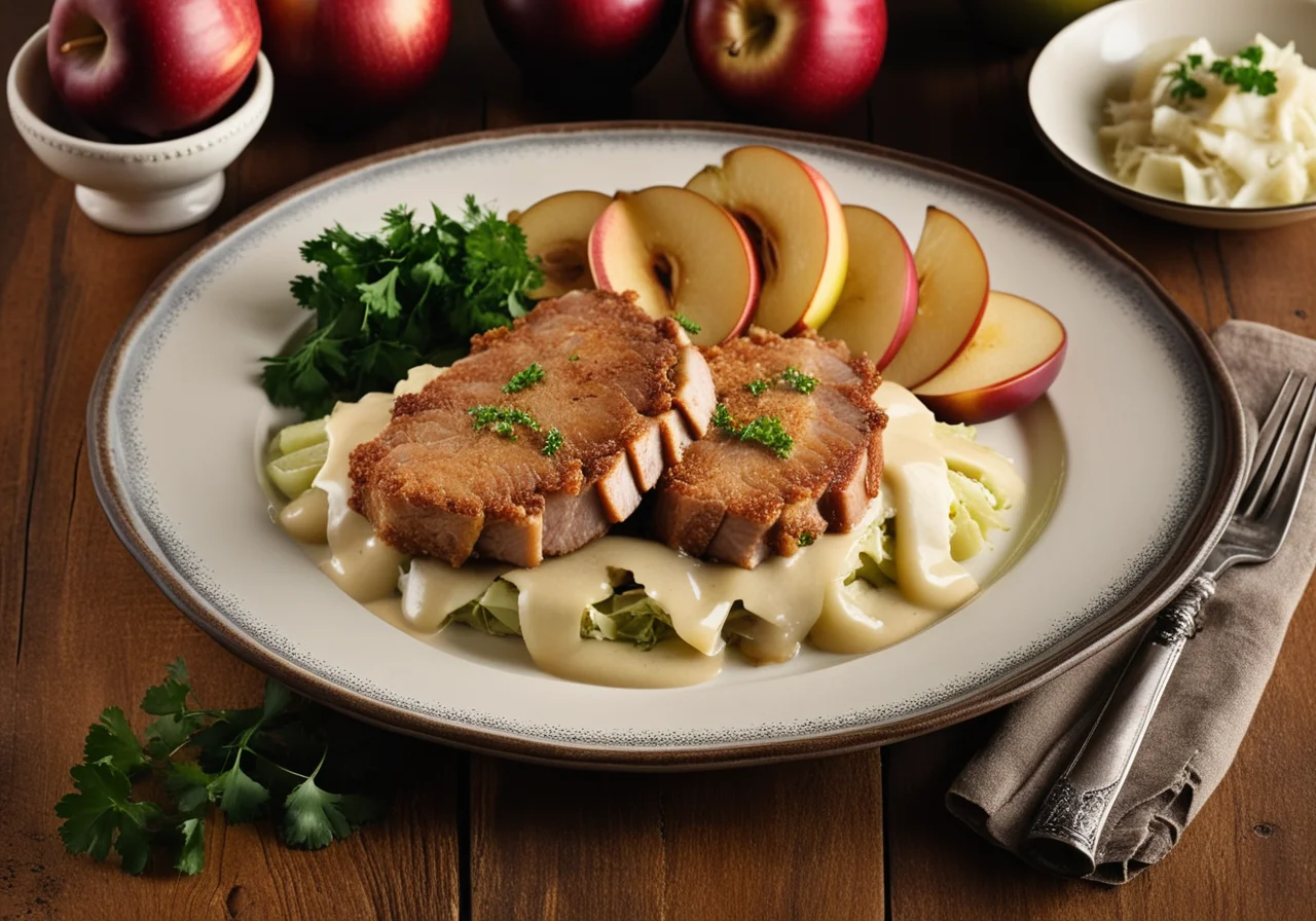 Stuffed Pork Schnitzel with Apple White Cabbage