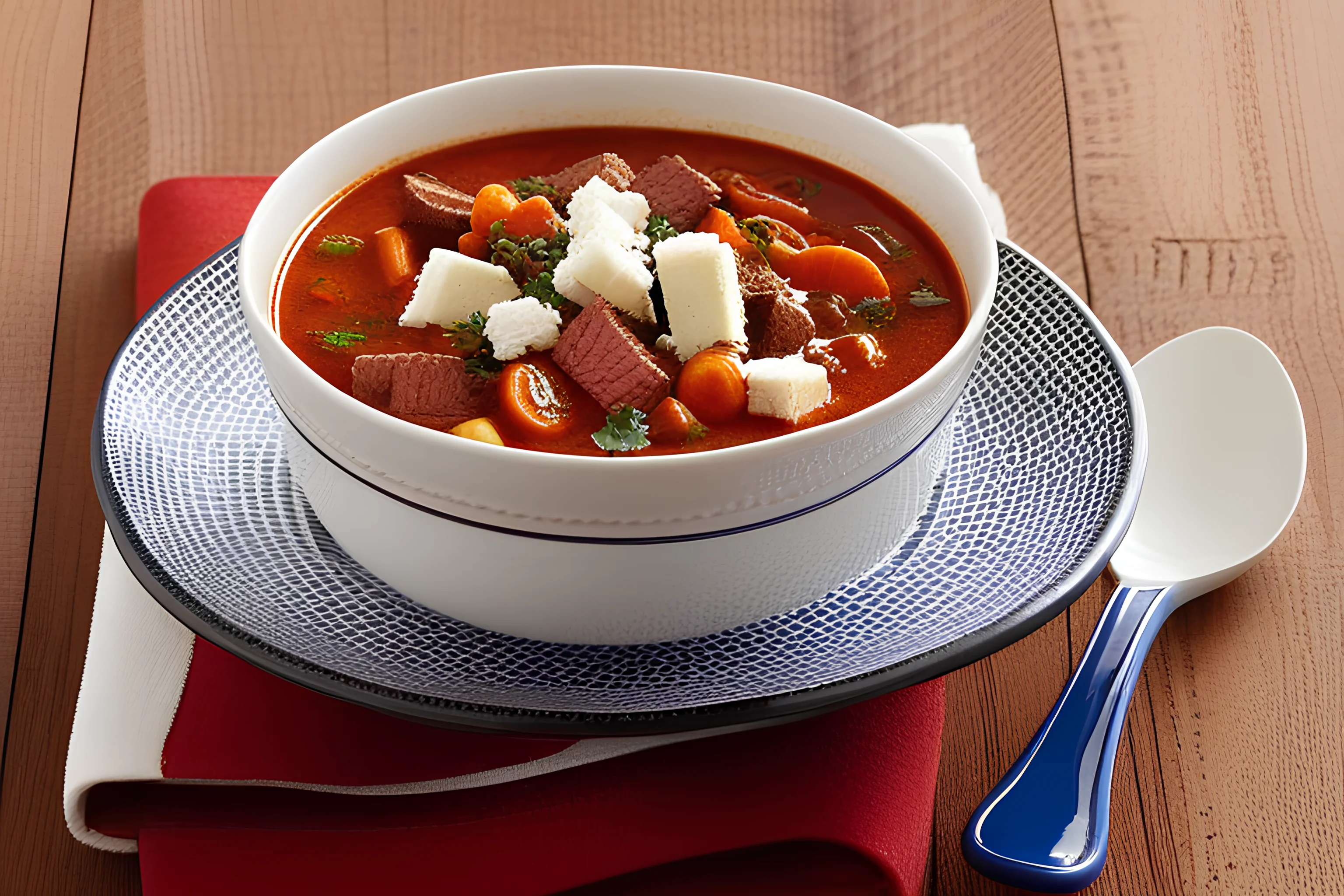 Paprika and Beef Soup with Feta