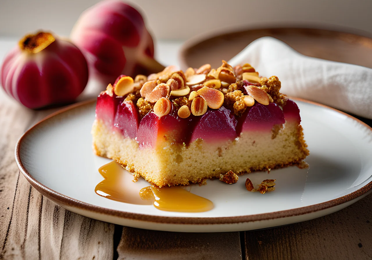 Rhubarb Cake with Marzipan Crumbs