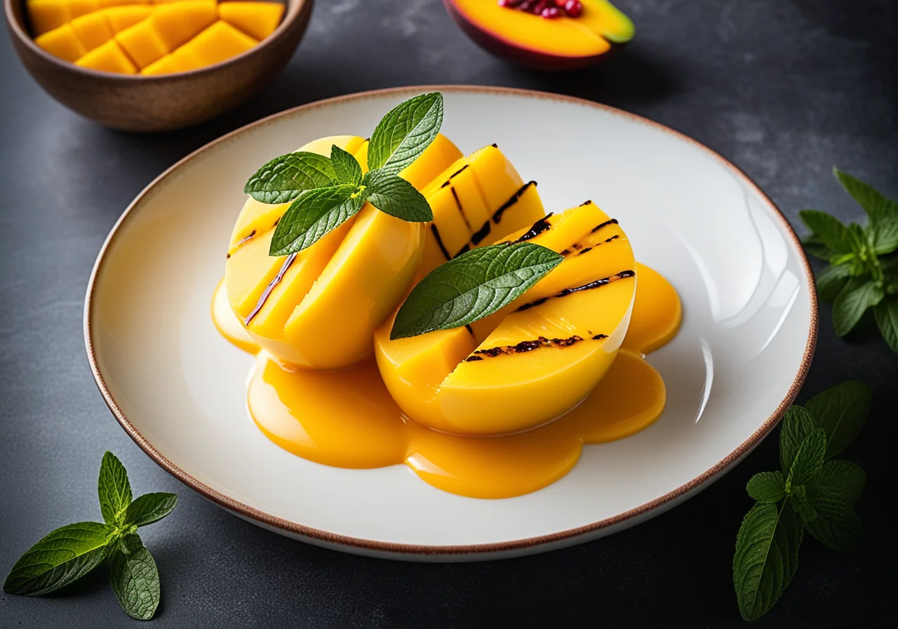 Mango Sorbet with Grilled Mango