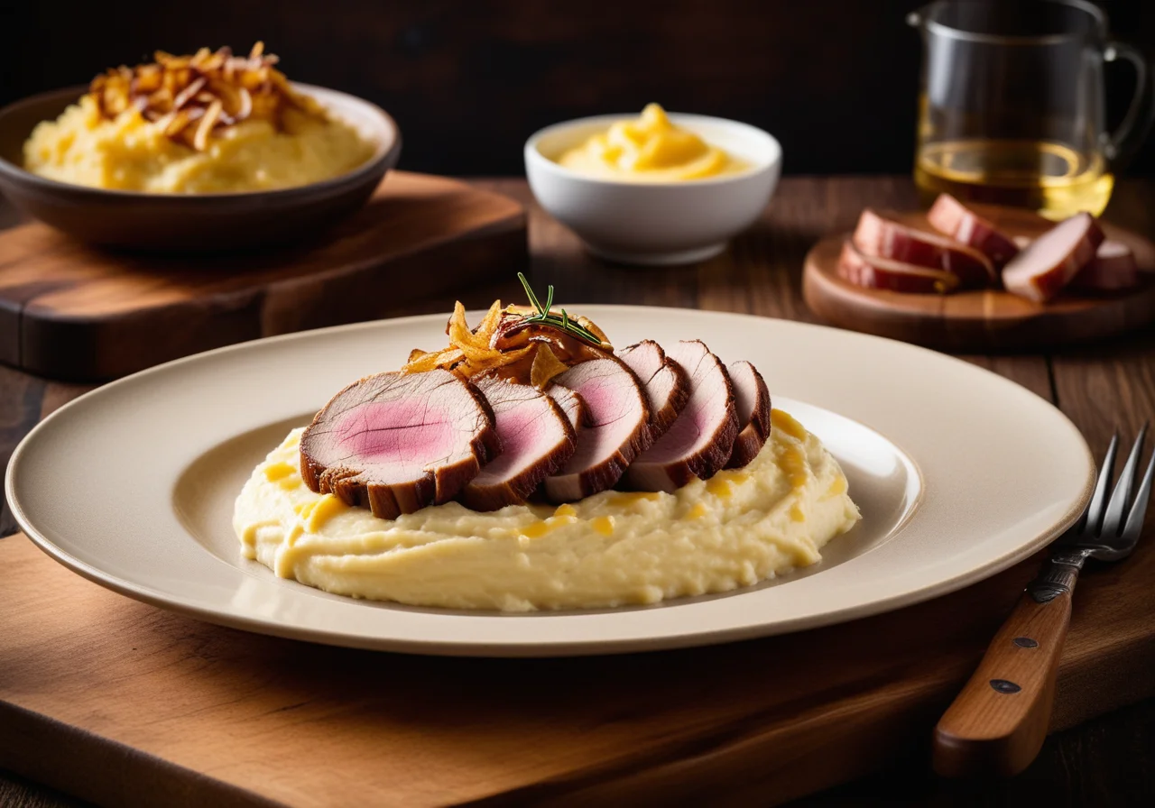 Parmentier-style Potato Mash with Duck and Onions