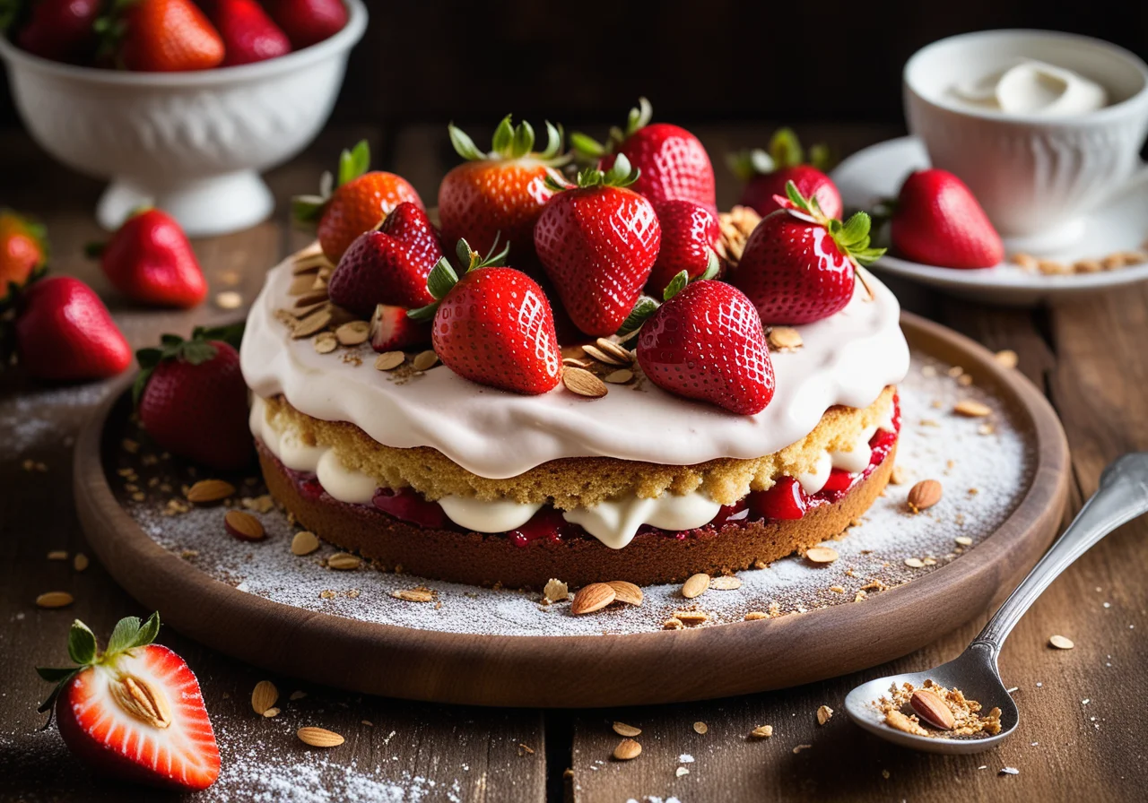 Strawberry Cake with Crumb Topping