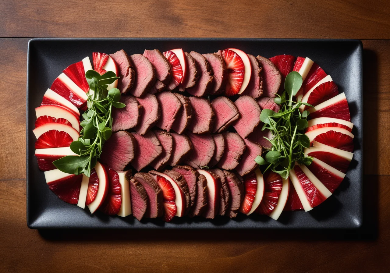 Carpaccio with Strawberries and Pink Pepper