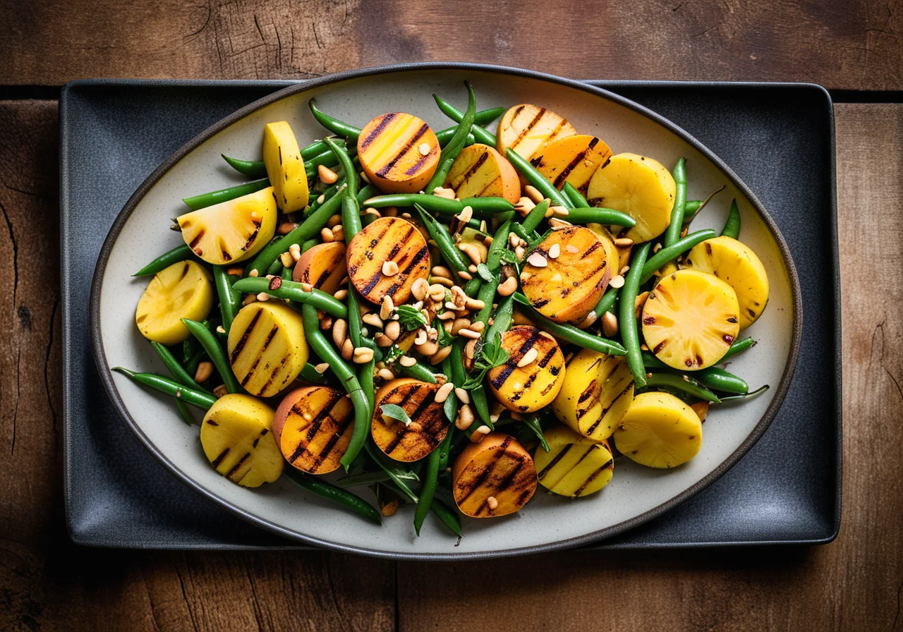 Sweet Potato Bean Salad with Grilled Pineapple