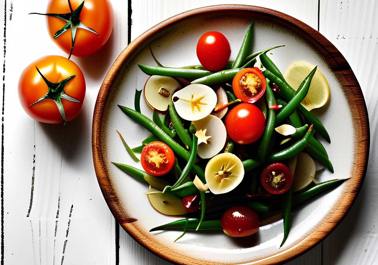 Green Bean Salad with Jerusalem Artichokes and Cherry Tomatoes