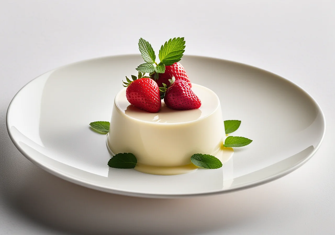Strawberry Panna Cotta with Lemon Balm