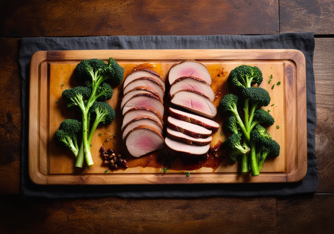 Roasted Duck with Broccoli and Cauliflower