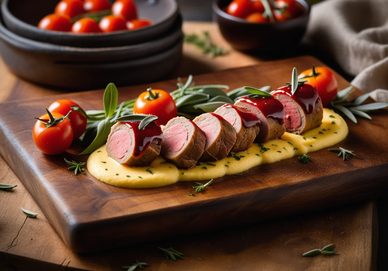 Veal Roll-Ups with Polenta