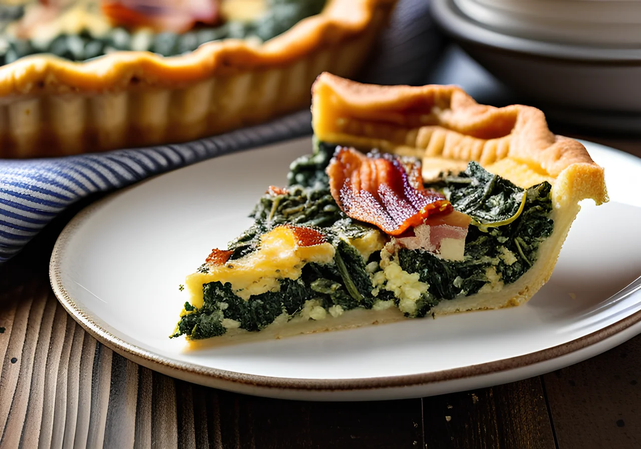 Rice Spinach Quiche with Bacon