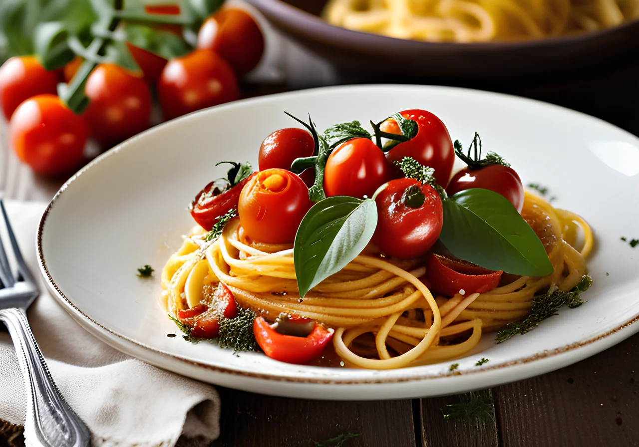 Spaghetti with Roasted Cherry Tomatoes