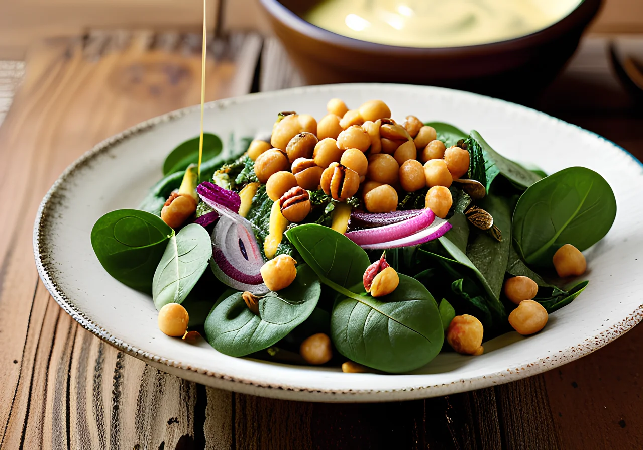 Spinach Chickpea Salad with Pistachios