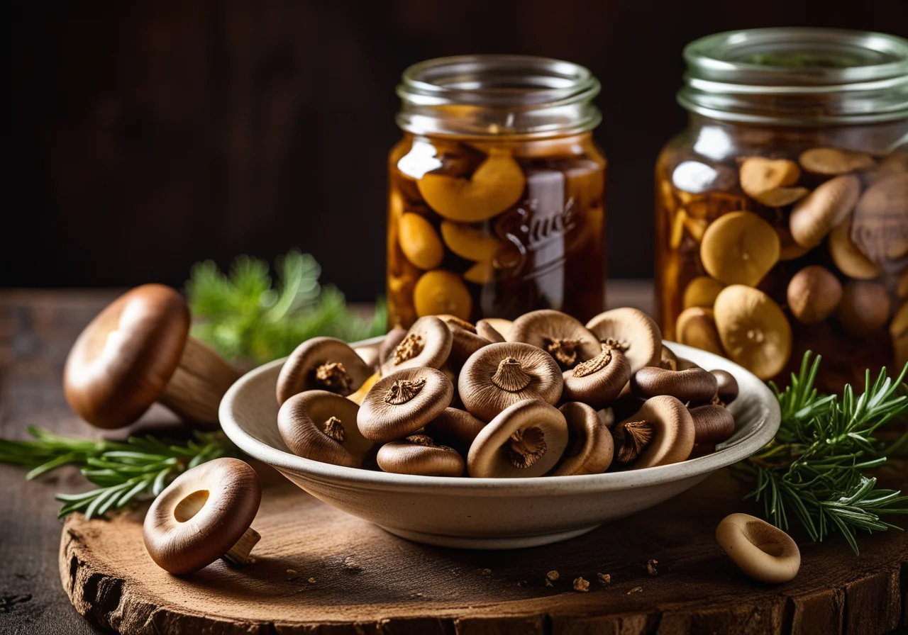 Sweet and Sour Pickled Porcini Mushrooms
