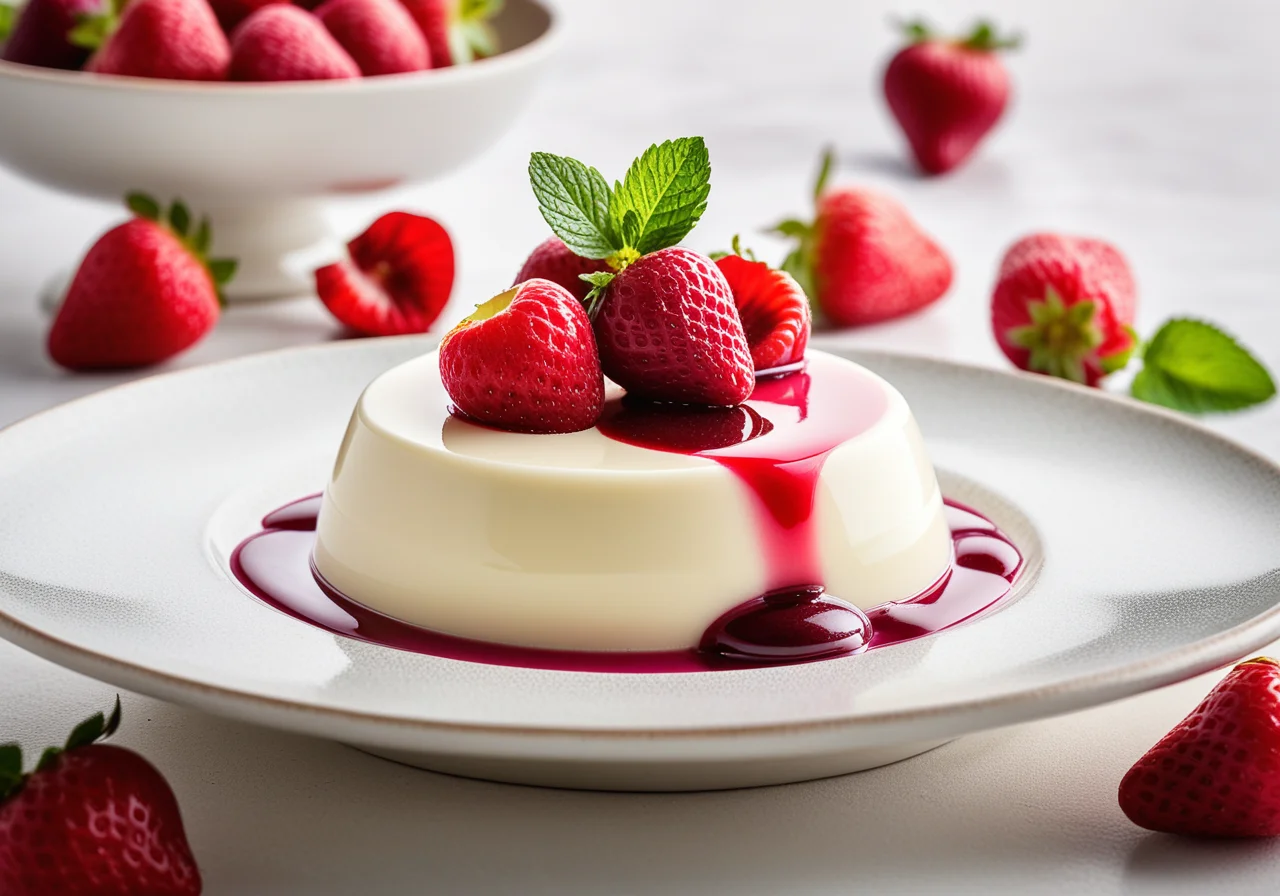 Panna cotta with rhubarb sauce