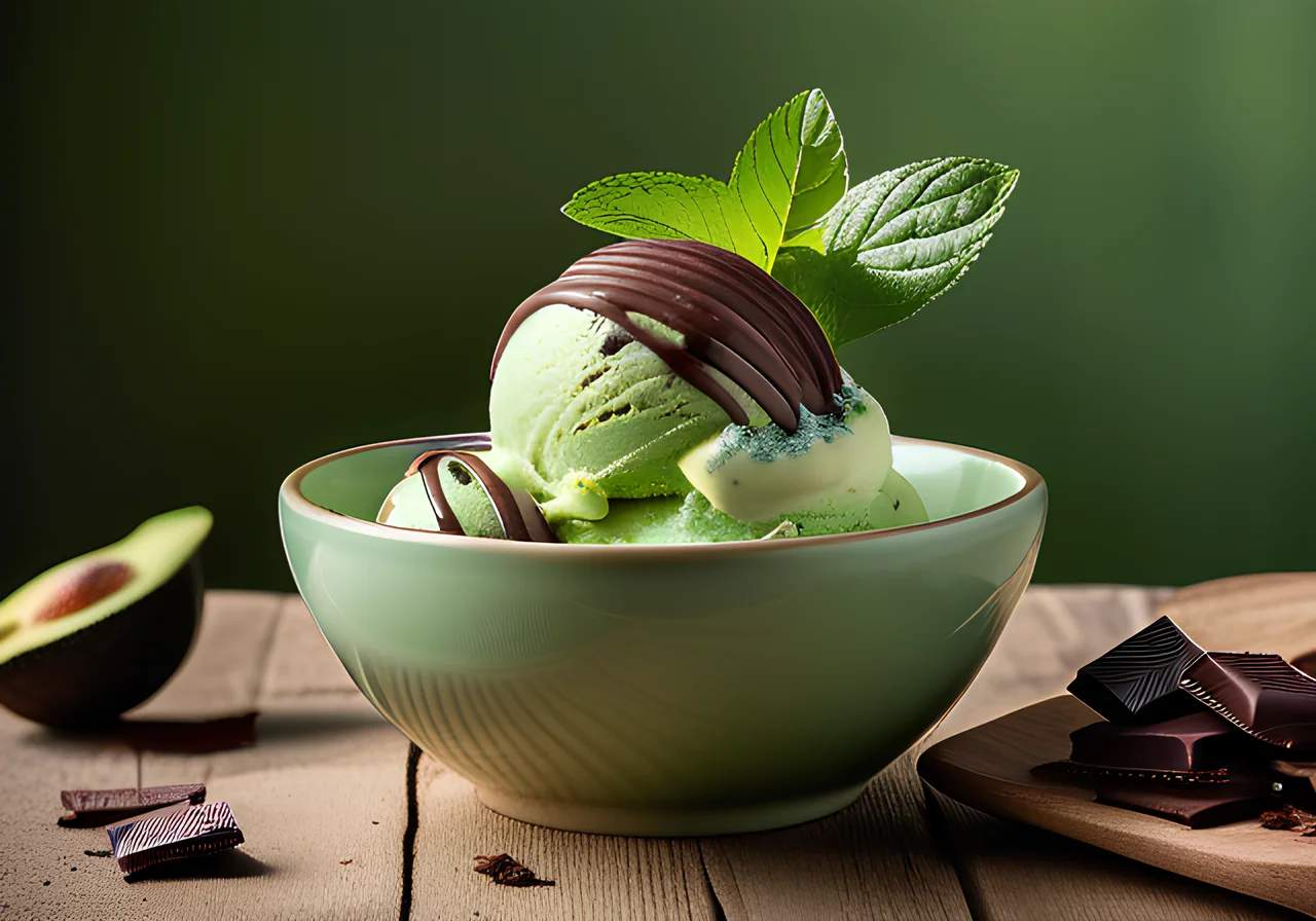Avocado-Mint Ice Cream with Chocolate