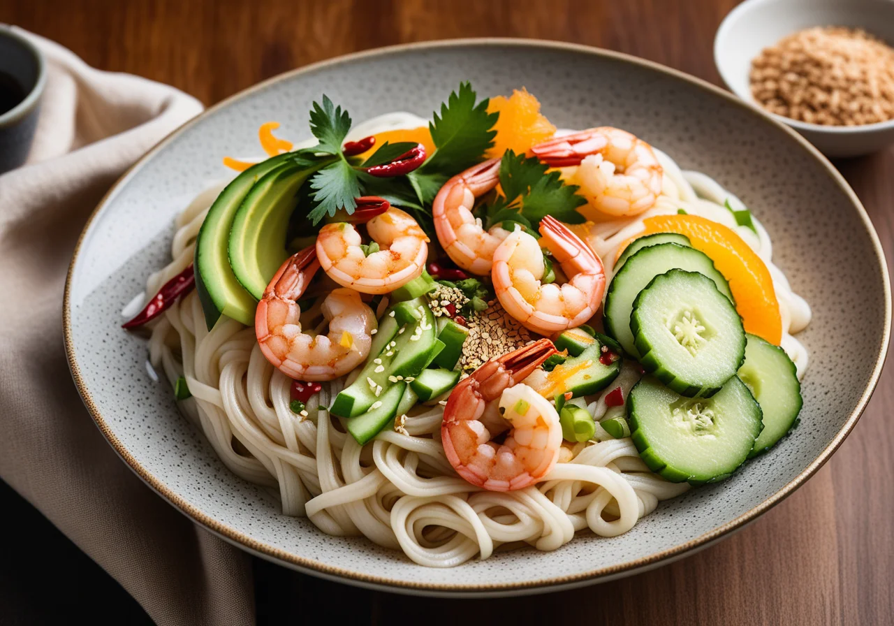 Wide Rice Noodles with Shrimp