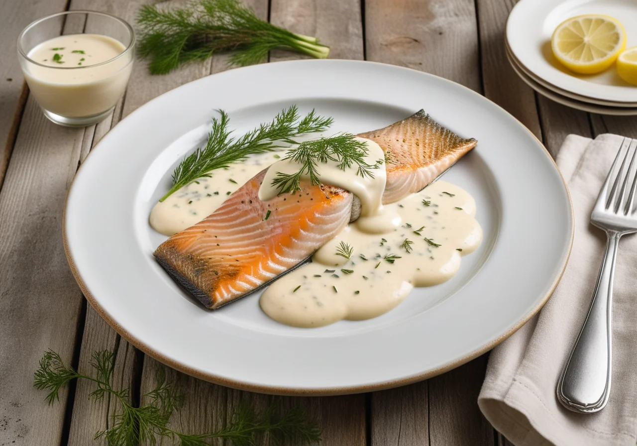 Baked Trout Fillet in Cream Sauce