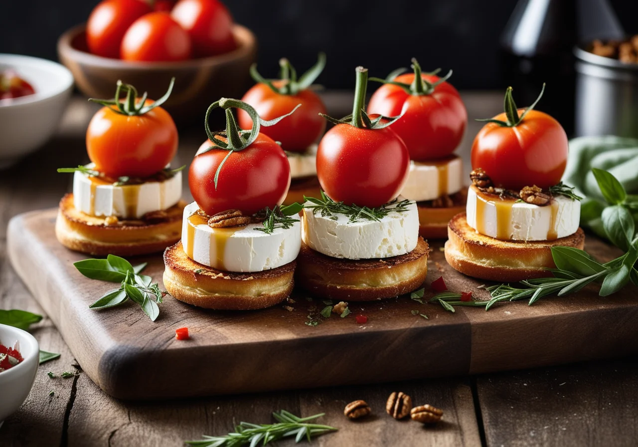 Goat Cheese Tomato Towers with Caramelized Onions