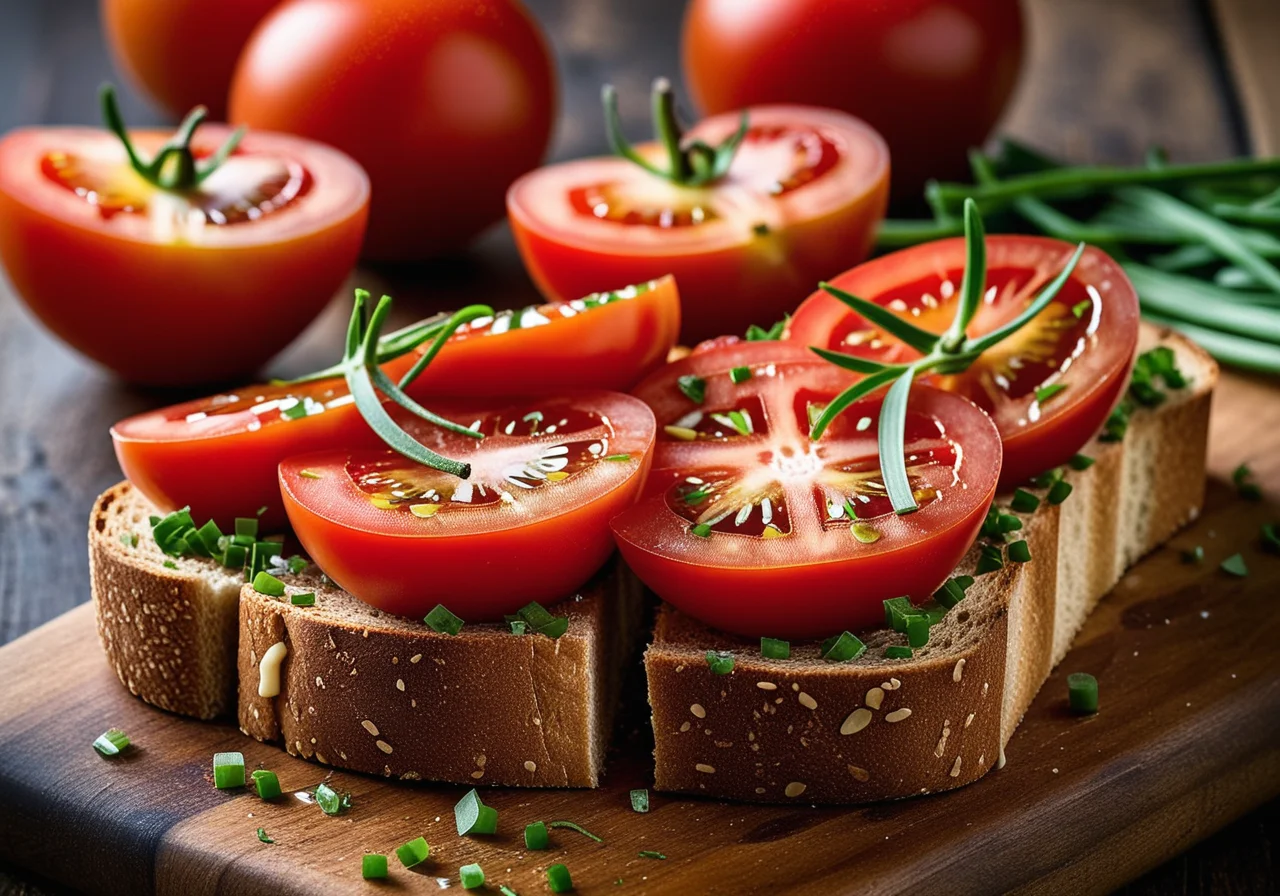 Whole grain bread with tomatoes