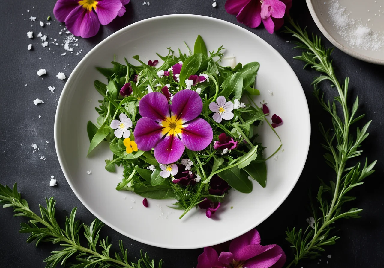Rocket Salad with Edible Flowers