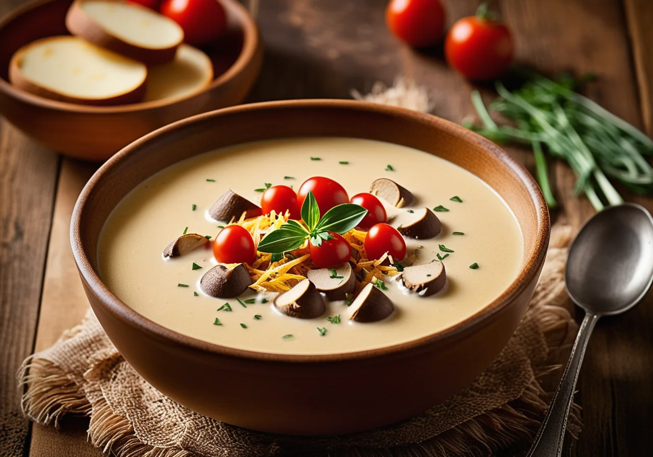 Creamy Potato Soup with Porcini Mushrooms