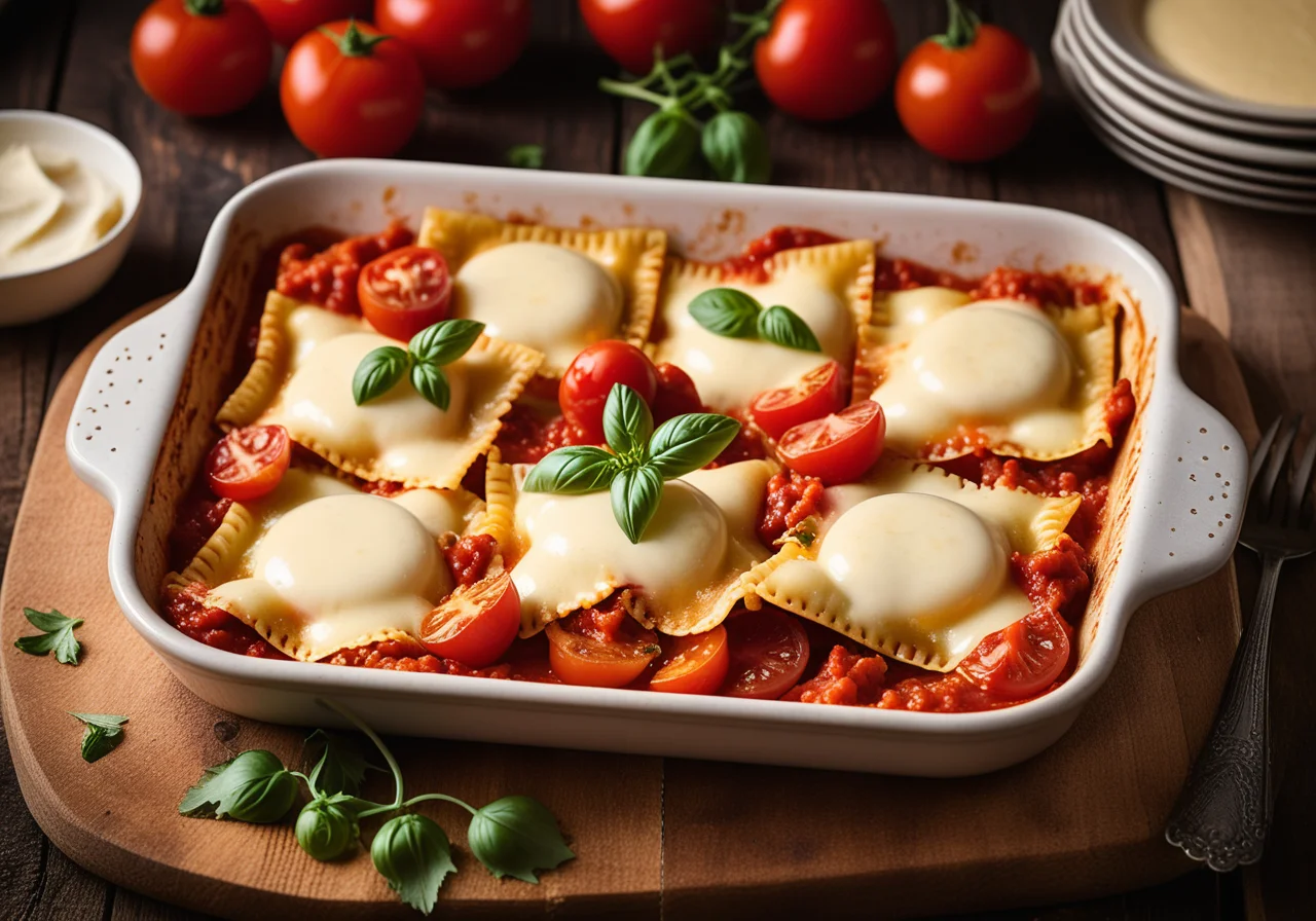 Baked Ravioli with Tomato Sauce