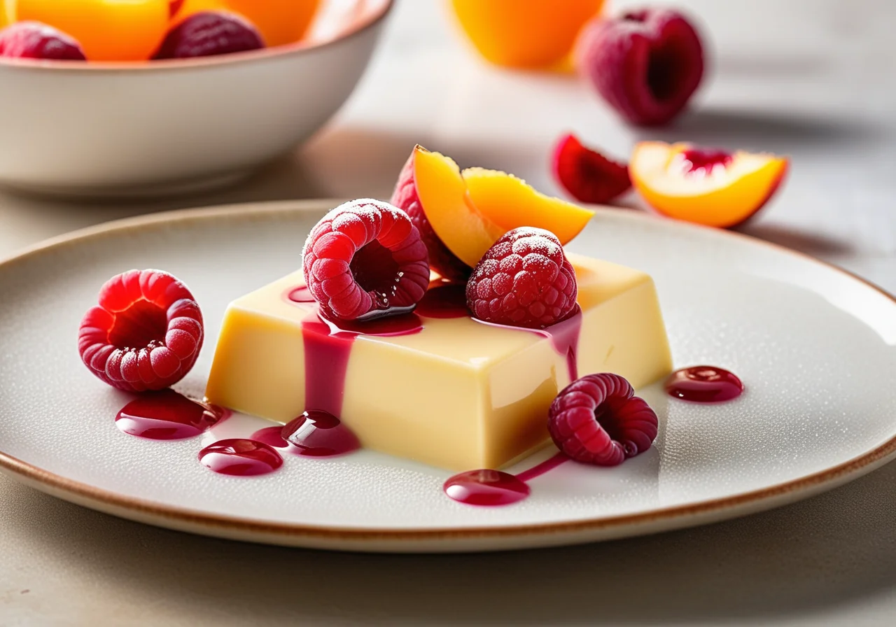 Nectarine Gelée on Kefir Cream