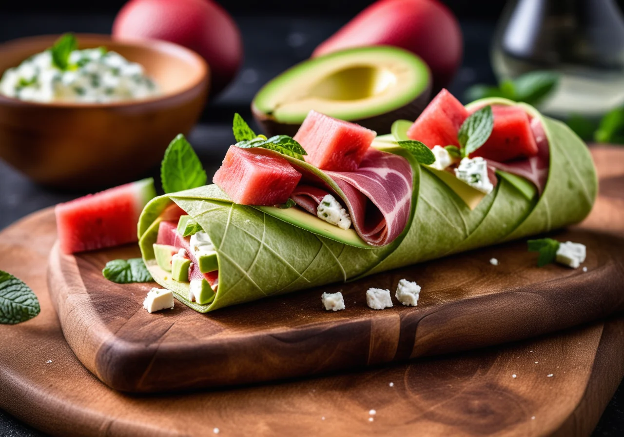 Tortilla with Prosciutto, Avocado and Watermelon