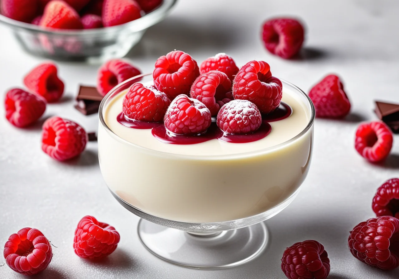 Panna cotta with Raspberries