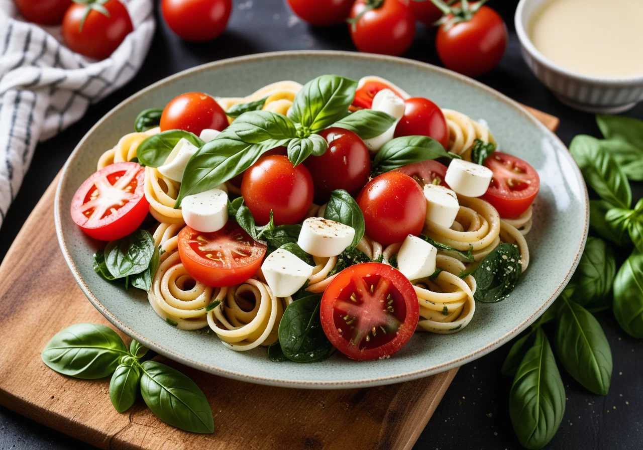 Pan-Fried Pasta Caprese Salad