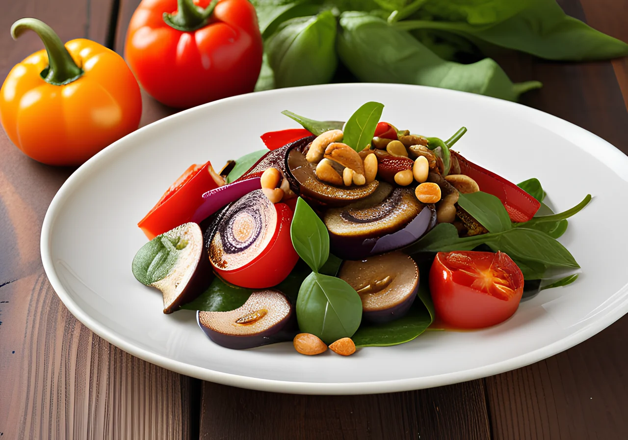 Eggplant and Bell Pepper Stir-Fry with Mushrooms